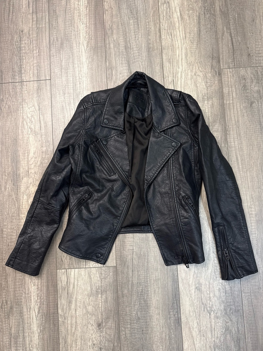 Blank NYC Black Faux Leather Asymmetrical Moto Jacket